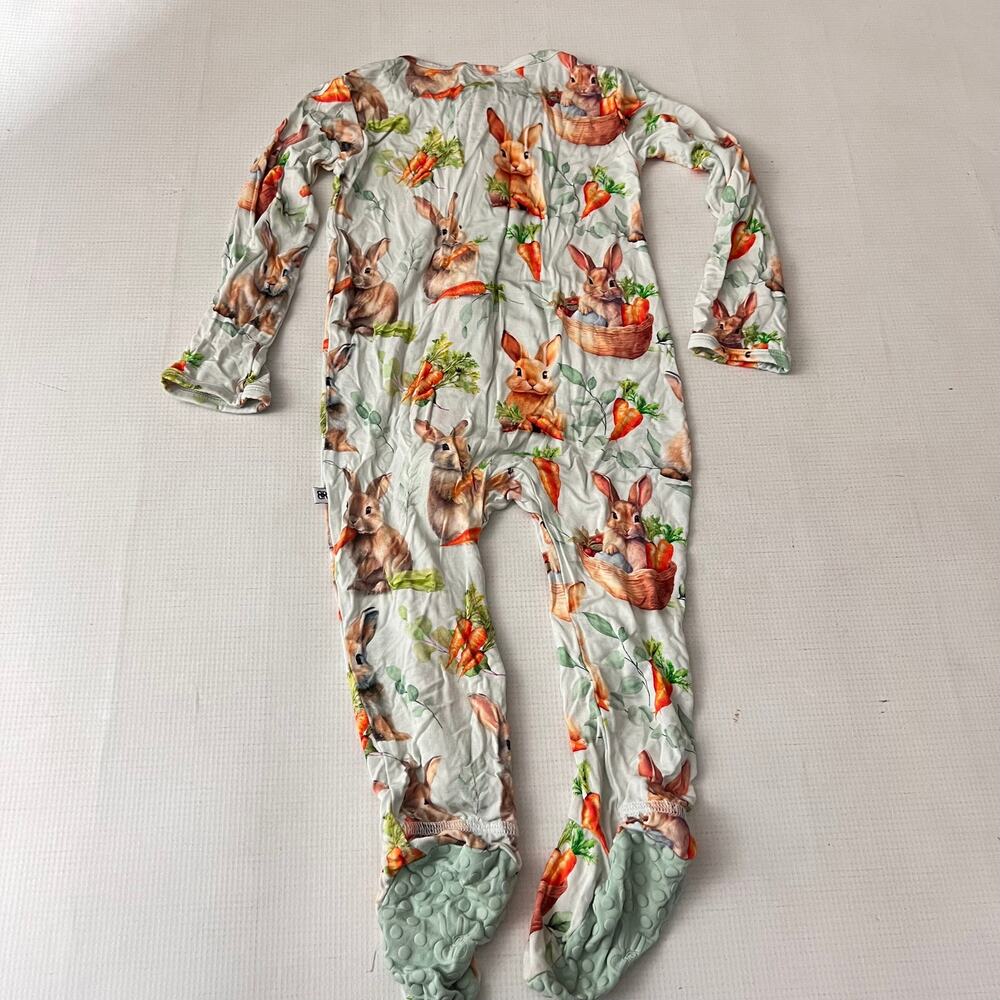 Bums & Roses Footies Rabbit Carrot One Piece Zip Up Toddler Size 2T - Picture 2 of 6